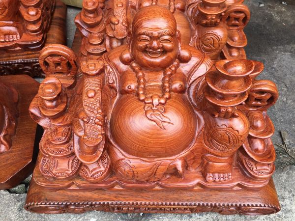 Tượng Gỗ Hương Di Lặc Ngồi Ngang 60Cm